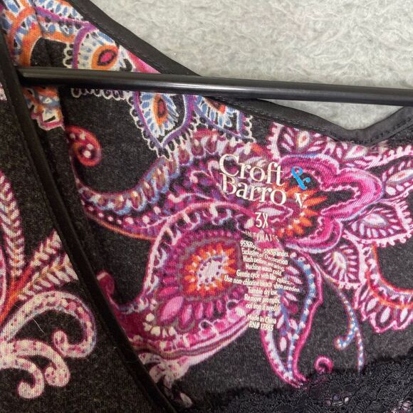 Croft & Barrow womens short sleeve nightgown lace paisley print stretch sleep 3X - Picture 4 of 8